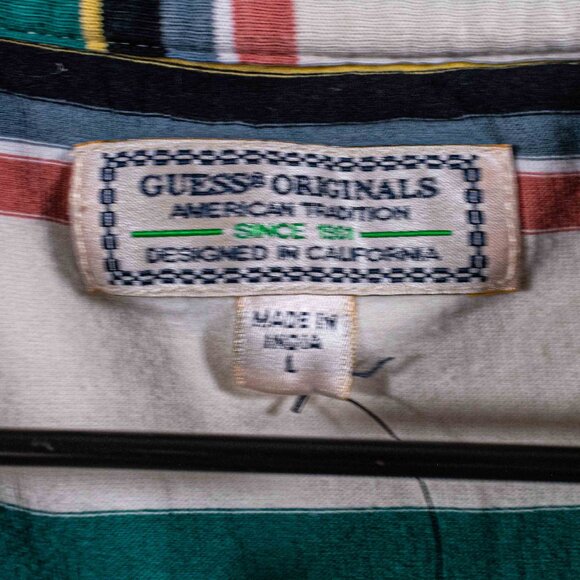 Guess Jeans Striped T-Shirt Large Y2K Streetwear Skate - Picture 6 of 10